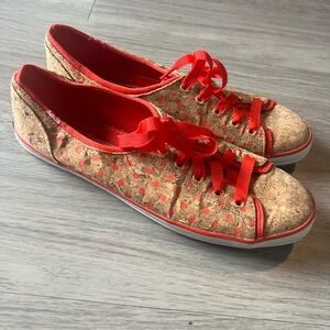 Stylish Red and Tan Women's Sneakers